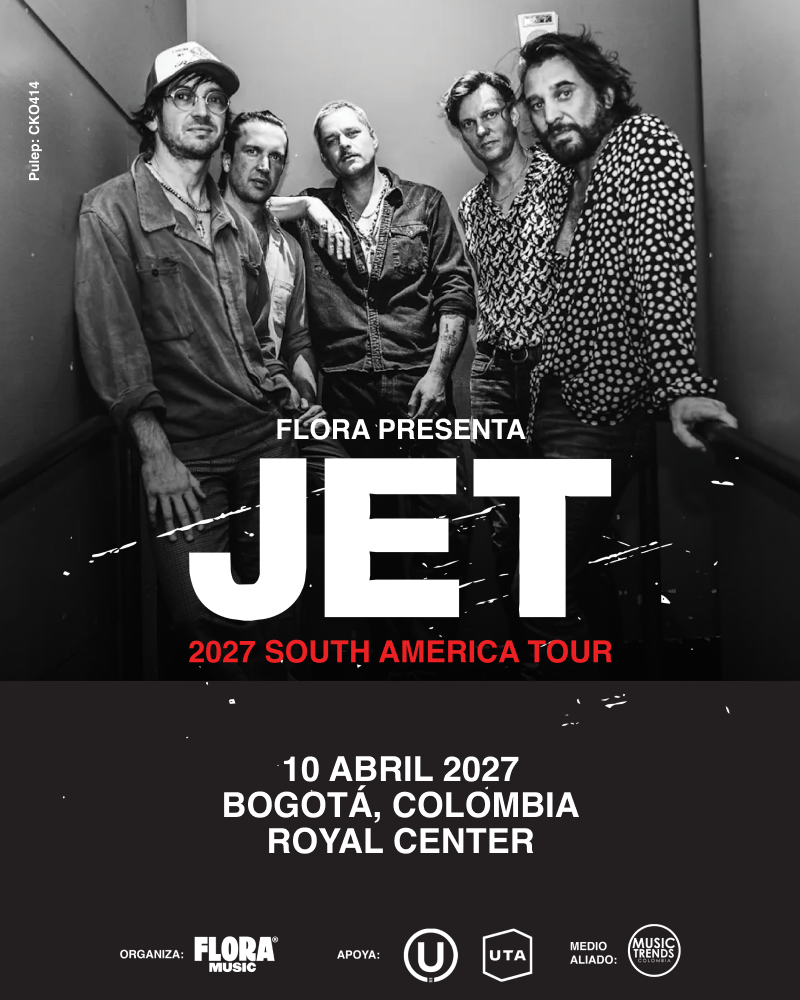 Afiche de Jet 2027 South America Tour, 10 de abril de 2027 en el Royal Center de Bogotá