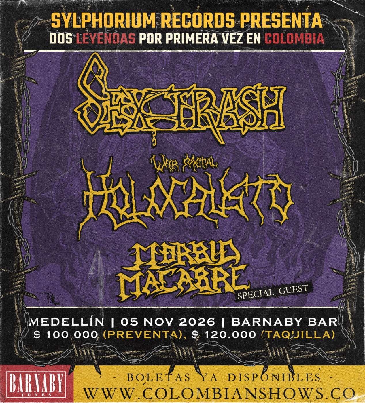 Afiche de Sextrash y Holocausto en Medellín