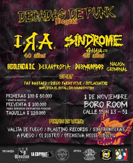 EventoDecadas de Punk Bogotá