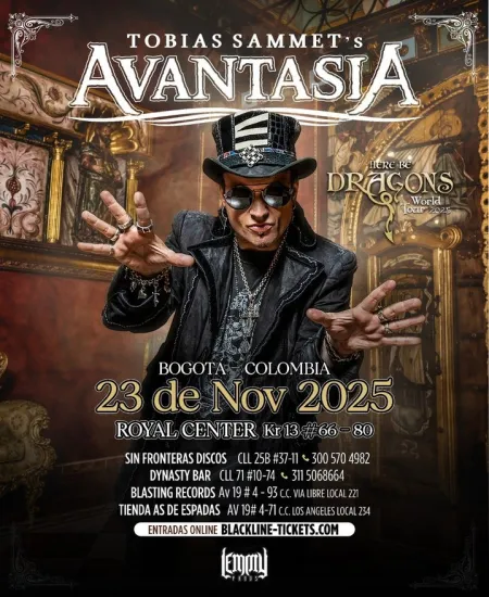 Avantasia regresa a Colombia: el universo sinfónico de Tobias Sammet vuelve a brillar en Bogotá