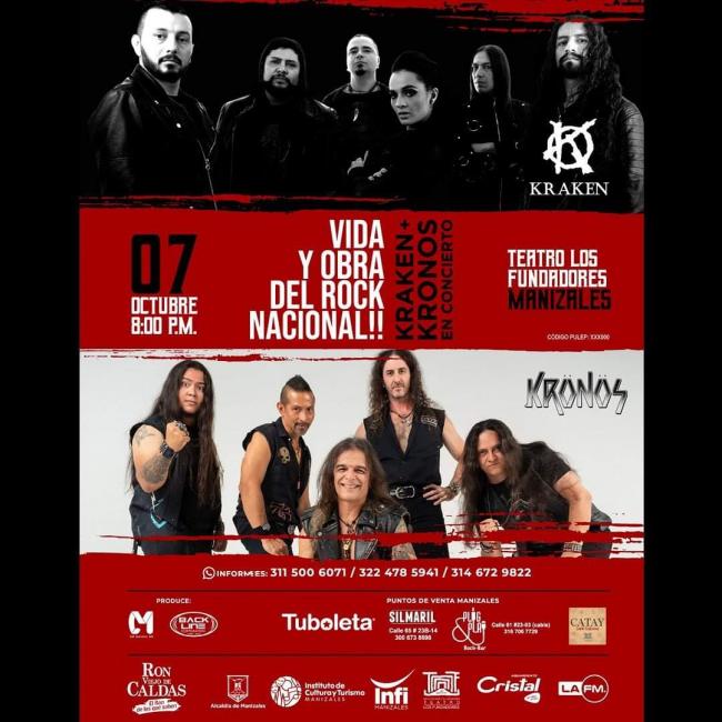 Flayer evento Kraken y kronos en Manizales