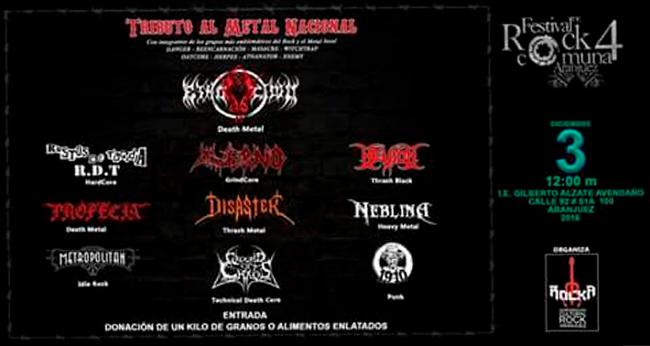 Flayer evento Festival Rock Comuna 4