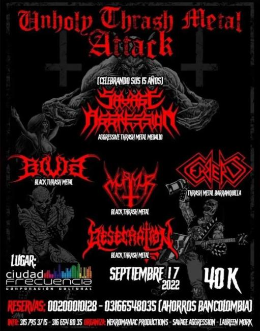 Flayer evento UNHOLY THRASH METAL ATTACK