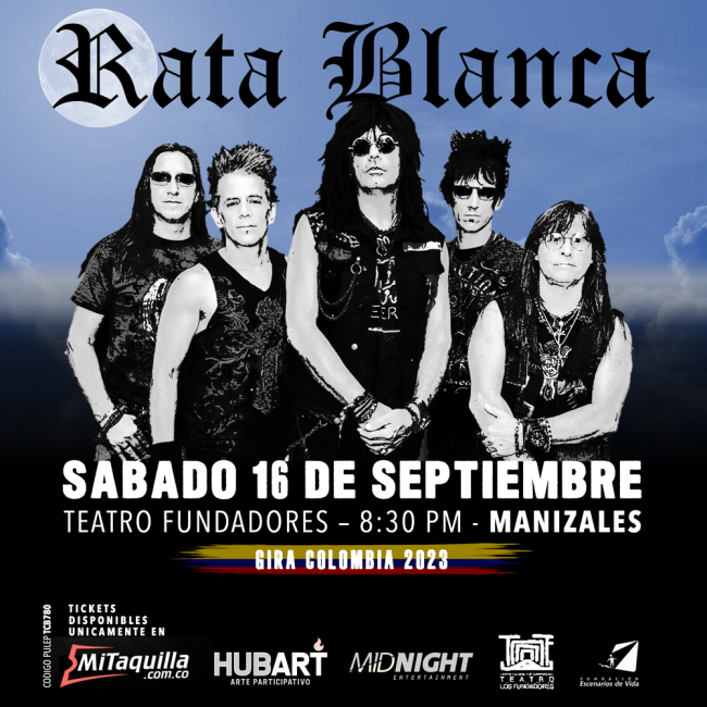 Flayer evento TOUR RATA BLANCA 2023 - MANIZALES