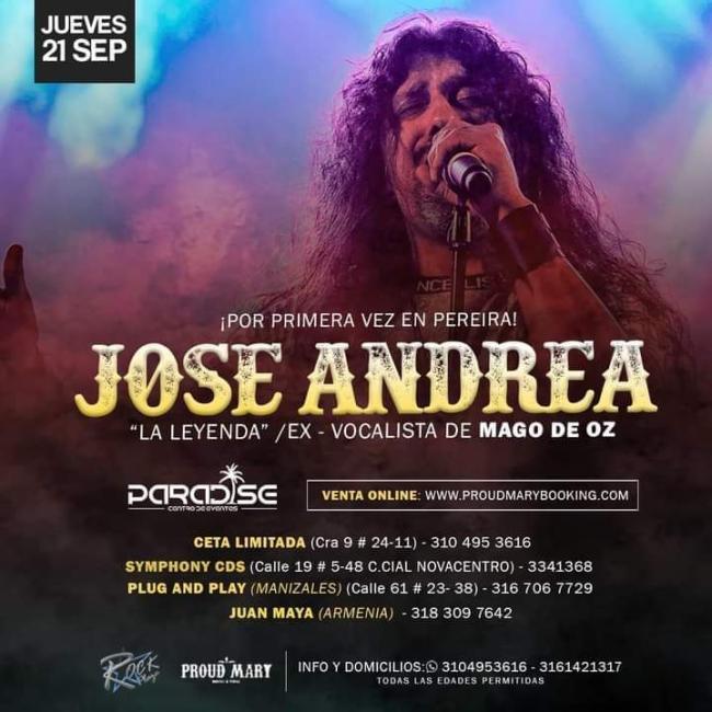 Flayer evento Jose Andrëa en Pereira