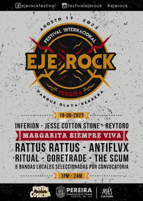 Flayer evento Festival internacional Eje Rock Pereira