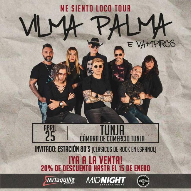 Flayer evento VILMA PALMA E VAMPIROS en Tunja