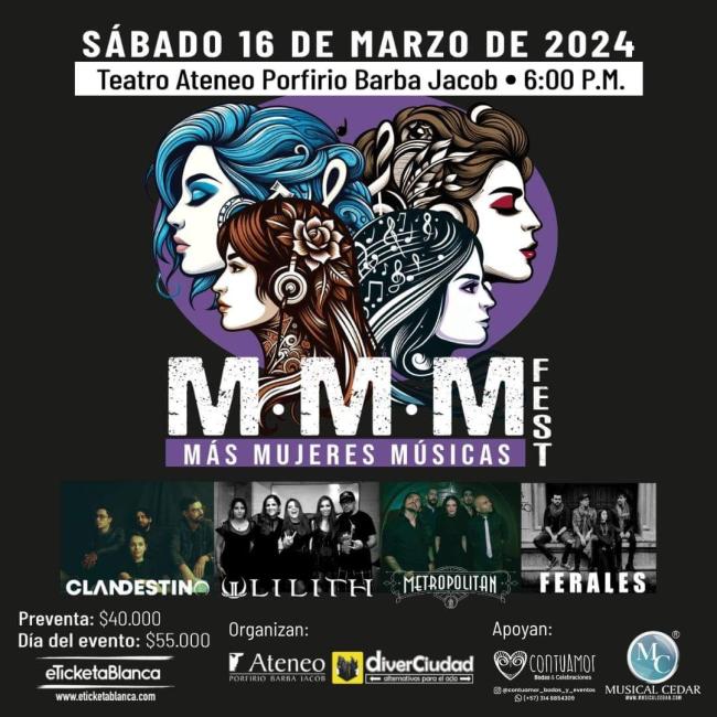 Flayer evento Más Mujeres Músicas Fest