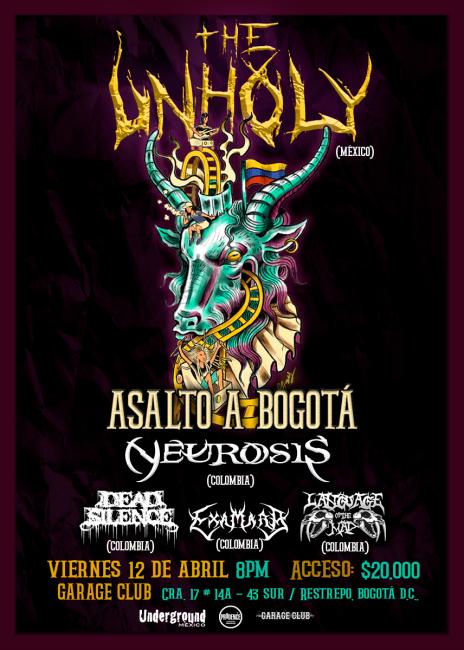 Flayer evento The Unholy en Colombia