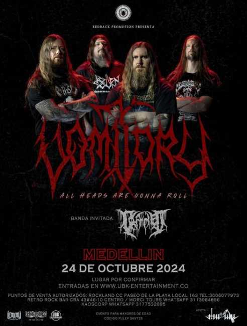 Flayer evento VOMITORY en Medellín
