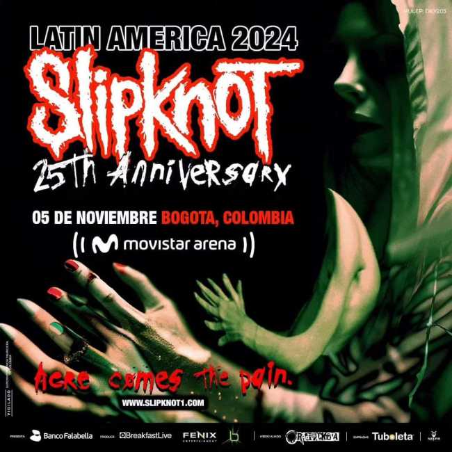 Flayer evento Slipknot en Colombia 2024