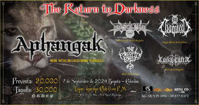 Flayer evento The Return to Darkness