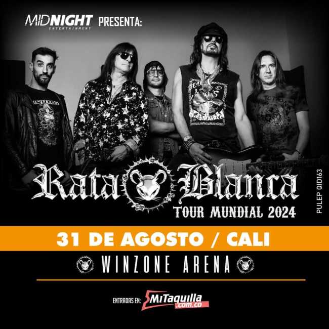 Flayer evento Rata Blanca en Cali 2024