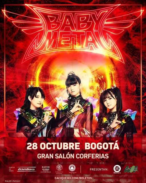 Flayer evento BABYMETAL en Colombia