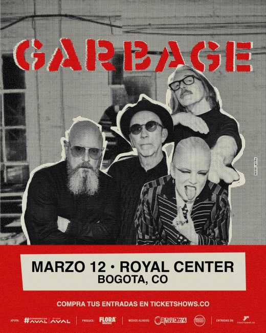Flayer evento Garbage en Colombia