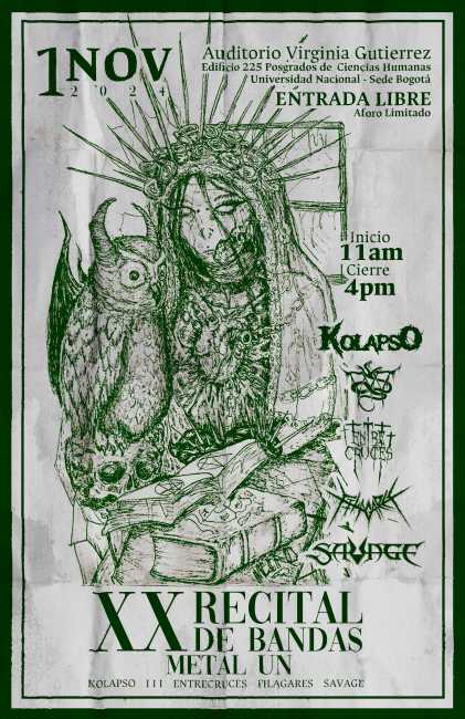 Flayer evento Edicto XX Recital de Bandas Metal UN