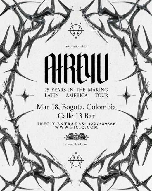 Flayer evento ATREYU EN BOGOTA