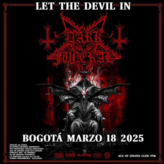 Flayer evento DARK FUNERAL EN BOGOTA