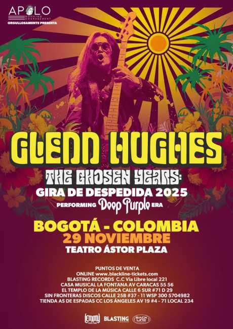 Flayer evento Glenn Hughes en Bogotá