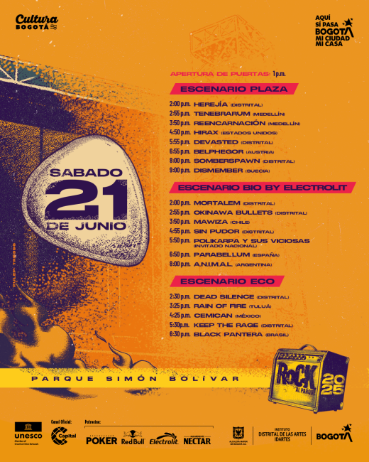 Flayer evento Rock al Parque 2025 Día 1