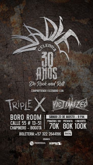 Flayer evento NADIE CELEBRA 30 AÑOS - Bogotá