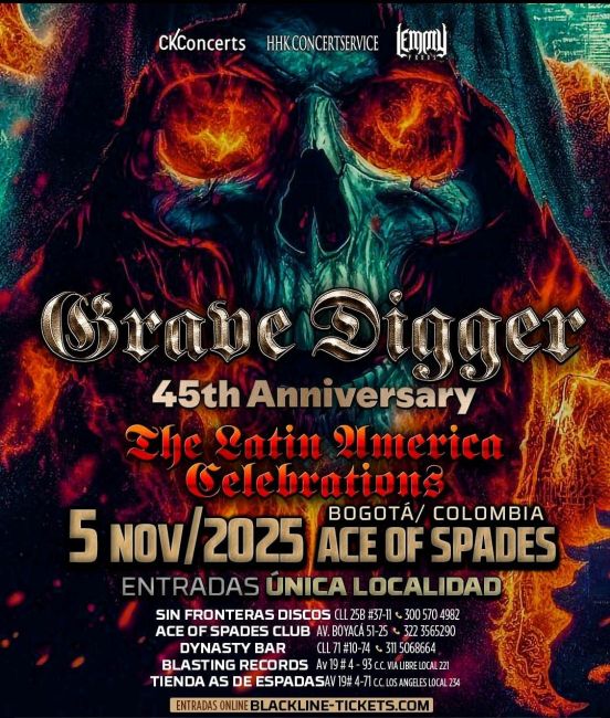 Flayer evento GRAVE DIGGER EN BOGOTA 