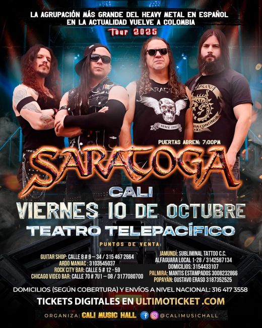 Flayer evento SARATOGA EN CALI