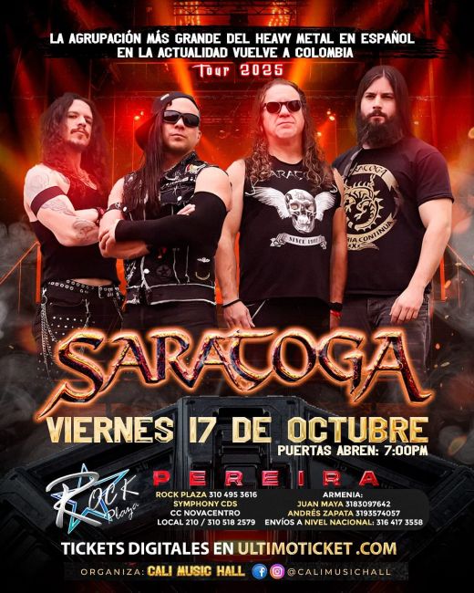 Flayer evento SARATOGA EN PEREIRA