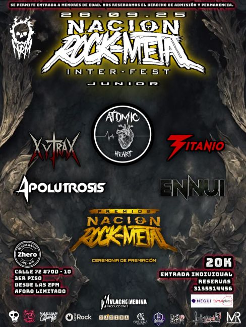 Flayer evento Nación Rock Metal Inter-Fest juvenil 2025