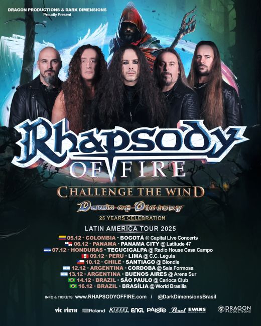 Flayer evento RHAPSODY OF FIRE EN BOGOTA