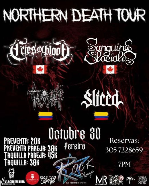 Flayer evento Northern Death Tour - Pereira