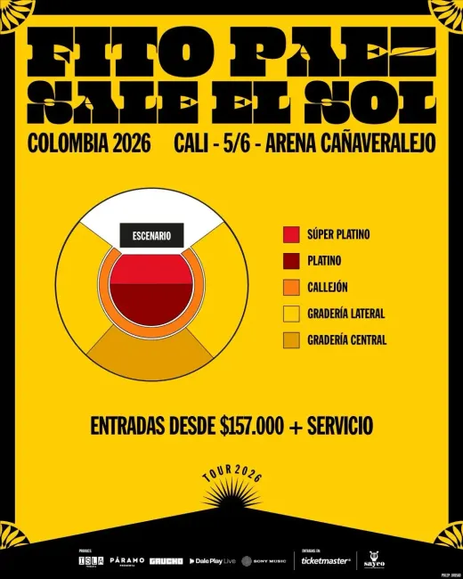 Flayer evento FITO PÁEZ | SALE EL SOL  | Cali