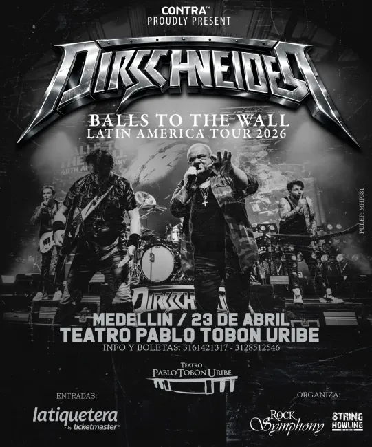 Flayer evento UDO DIRKSCHNEIDER EN MEDELLIN