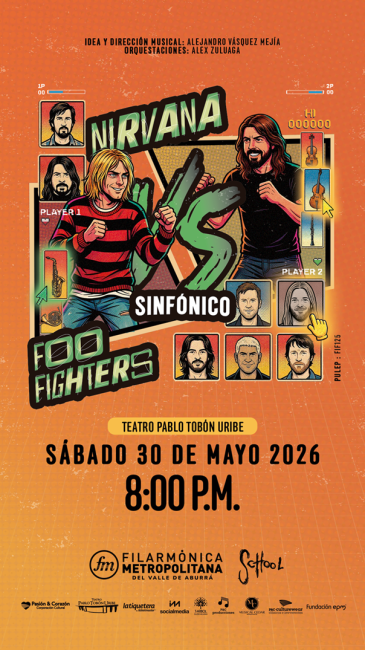 Flayer evento Nirvana vs Foo Fighters Sinfónico