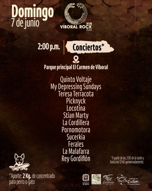 Flayer evento Viboral Rock 2026 día 4